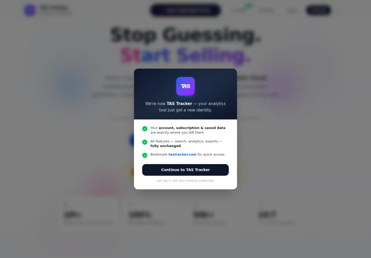 Screenshot of tastracker.com