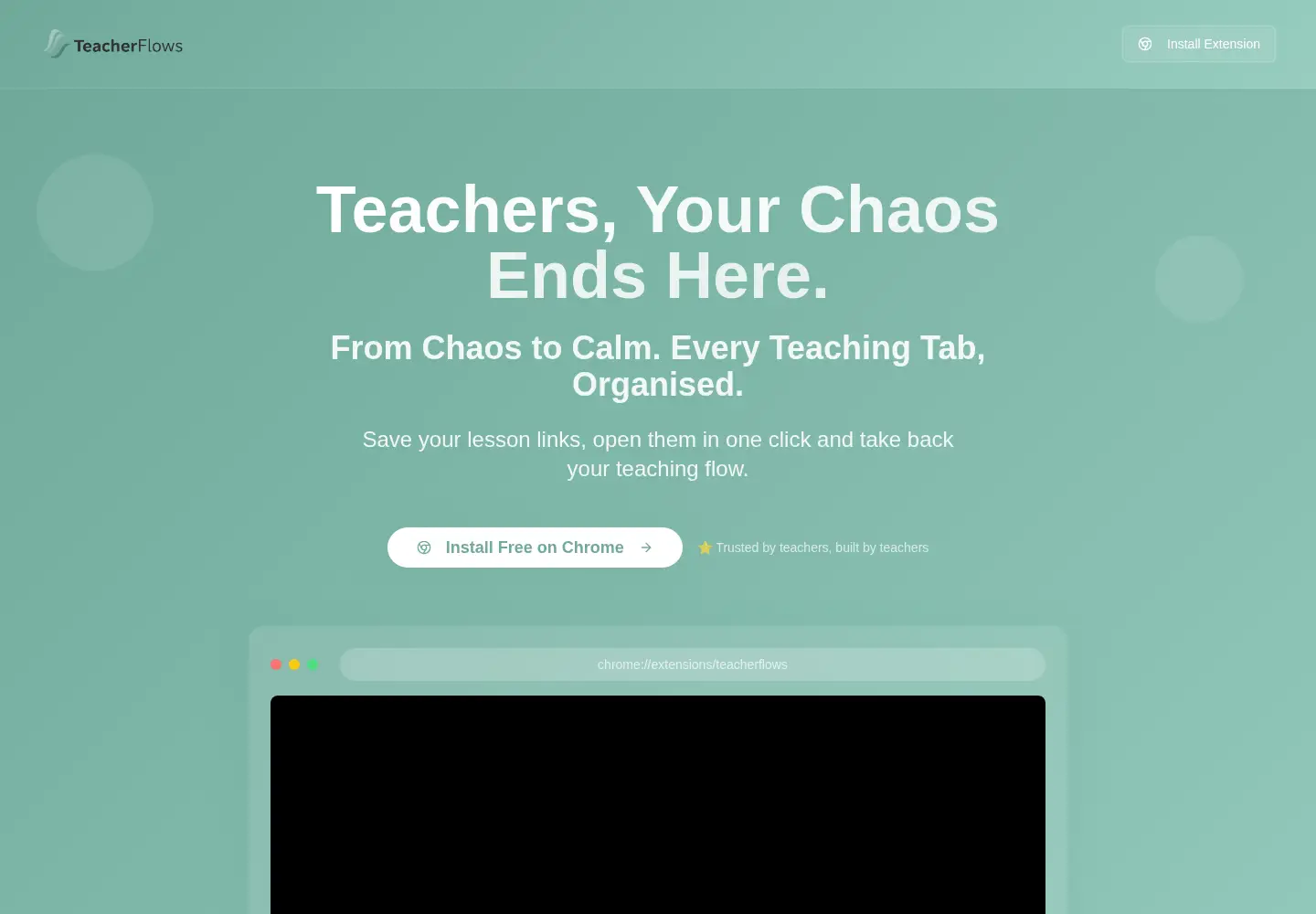 Captured homepage of teacherflows.com in the current scan