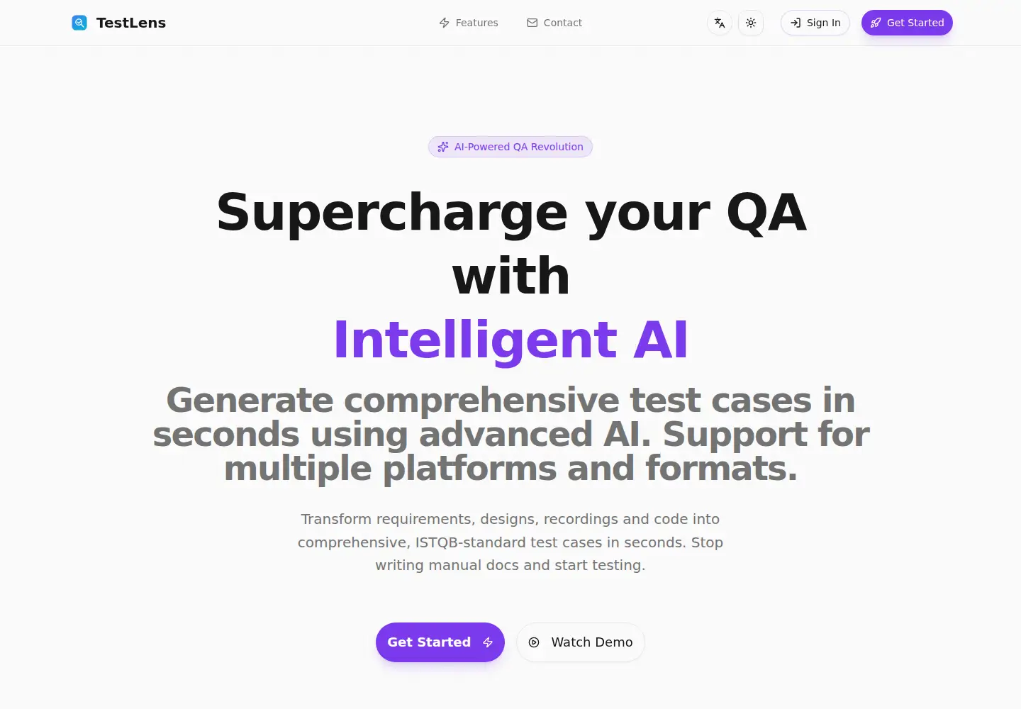 Captured homepage of testlensapp.com in the current scan