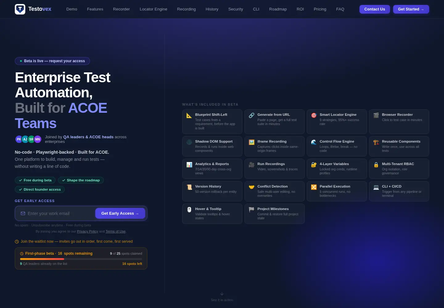 Captured homepage of testovex.com in the current scan
