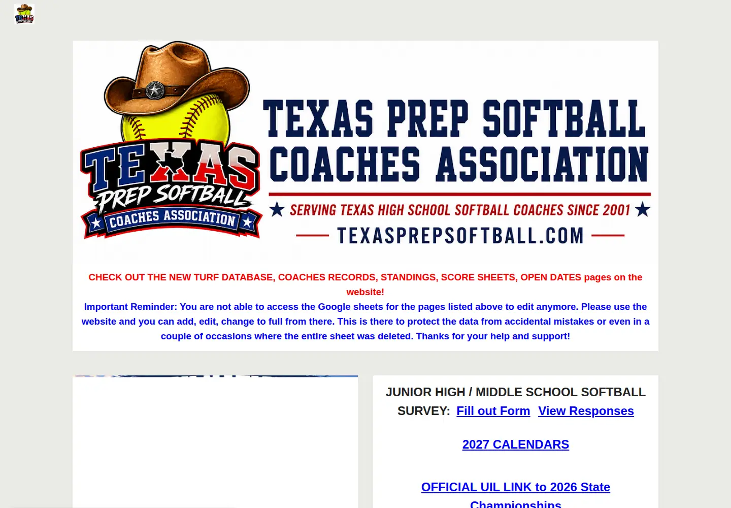 Screenshot of texasprepsoftball.com