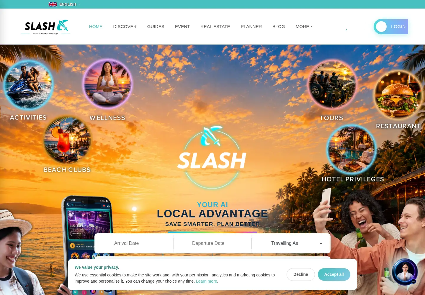 Captured homepage of theslashapp.com in the current scan