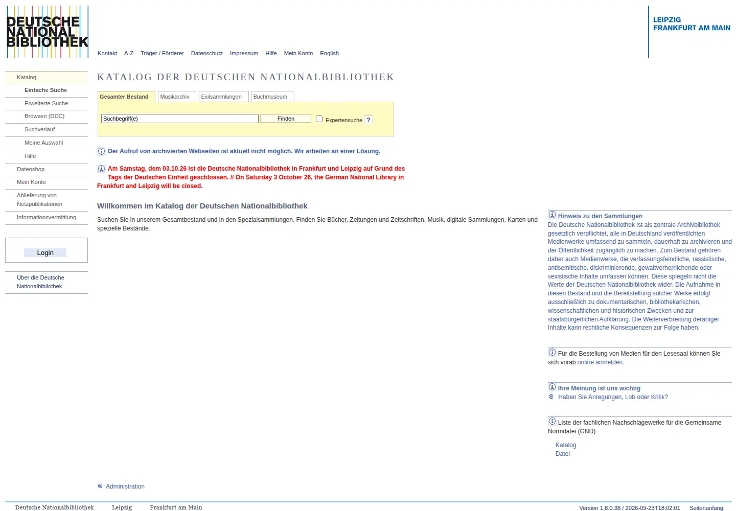 Screenshot of d-nb.info