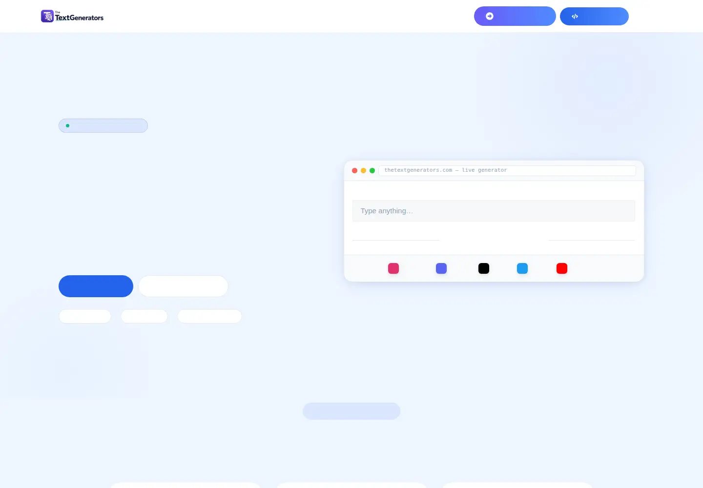 Screenshot of thetextgenerators.com