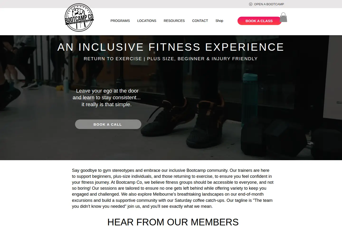 Screenshot of thewomensbootcampco.com