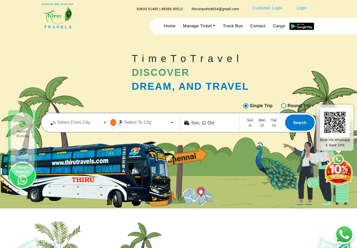 Captured homepage of thirutravels.com in the current scan