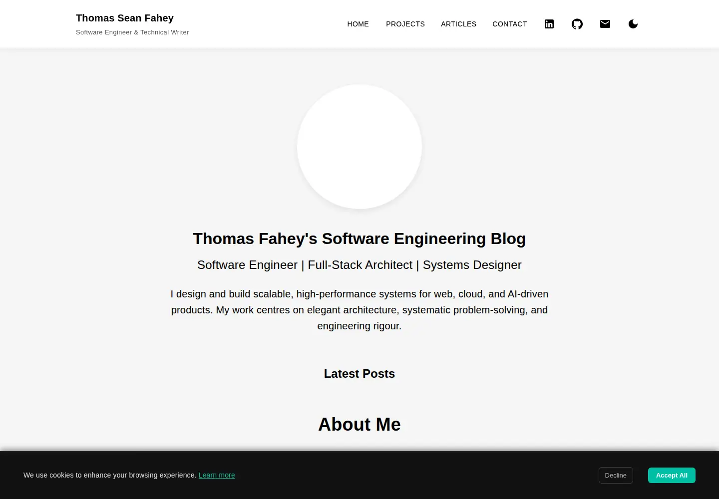 Captured homepage of thomasseanfahey.com in the current scan