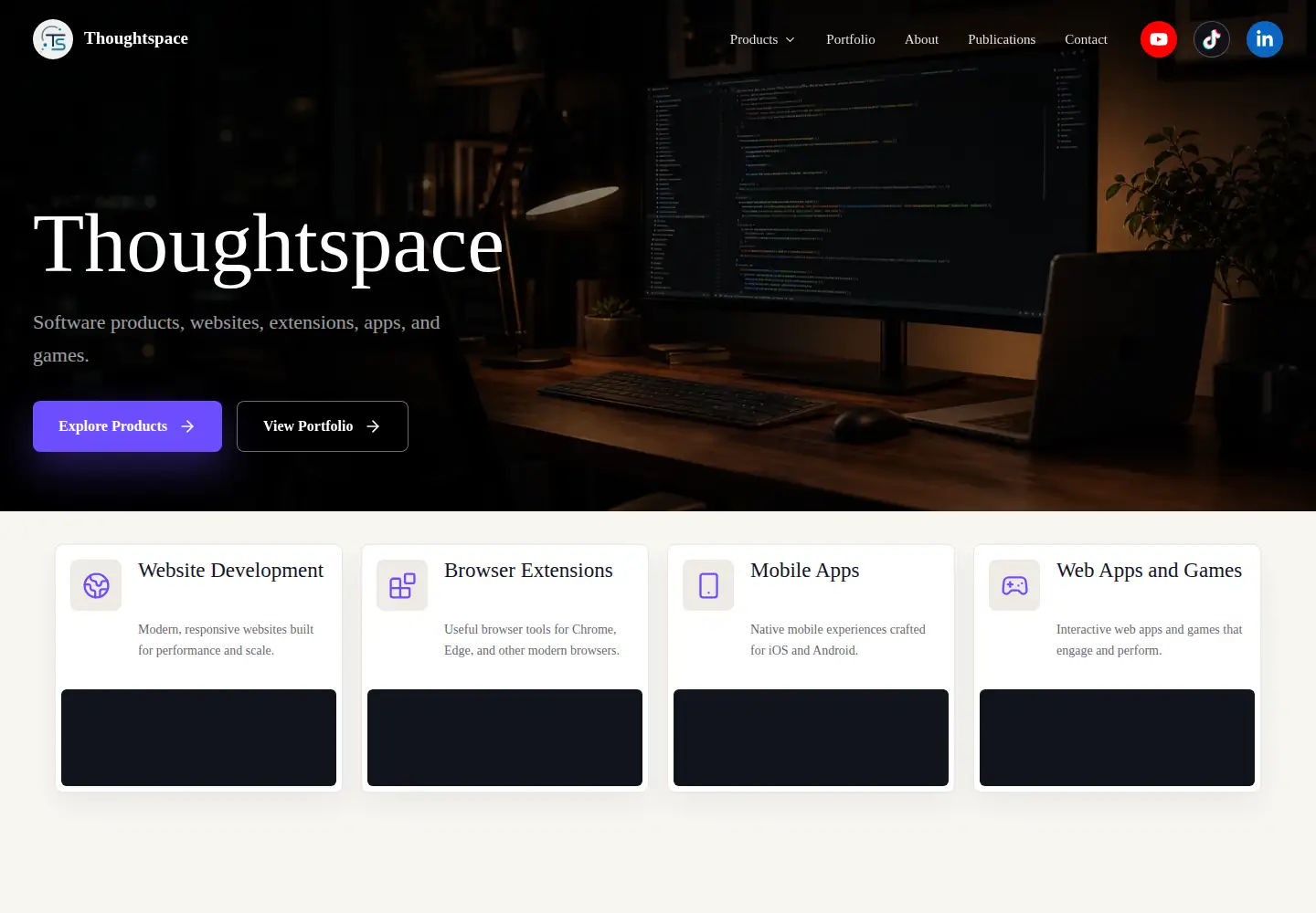 Captured homepage of thoughtspacestudio.com in the current scan