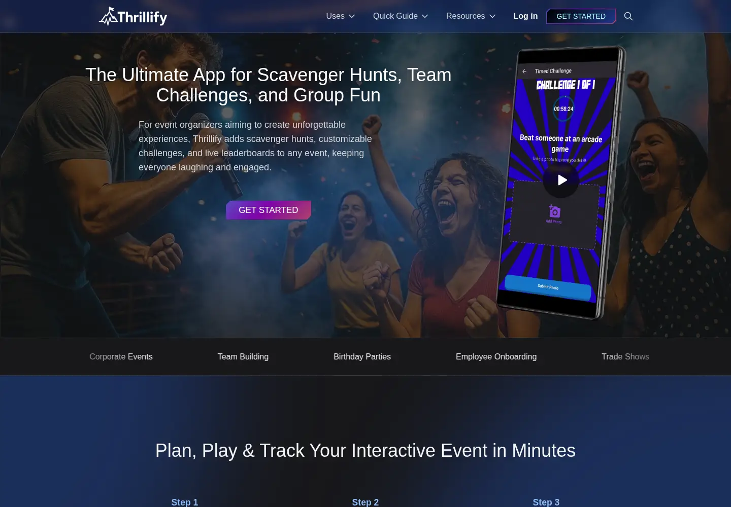 Captured homepage of thrillify.com in the current scan