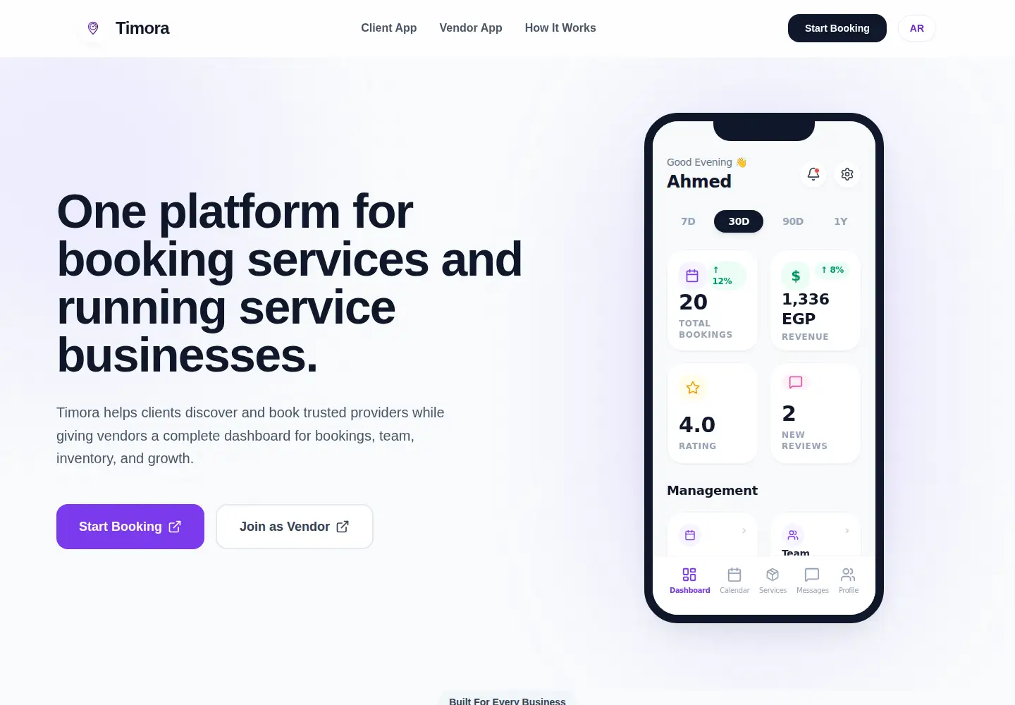 Captured homepage of timora-app.com in the current scan