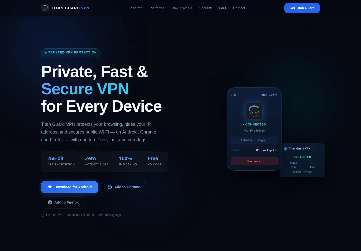 Captured homepage of titanguardvpn.com in the current scan