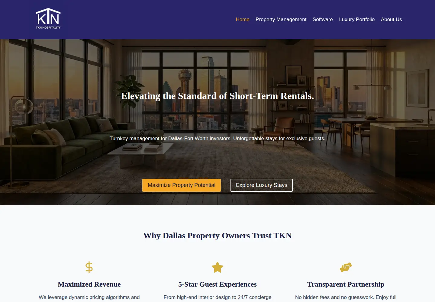 Screenshot of tknhospitality.com