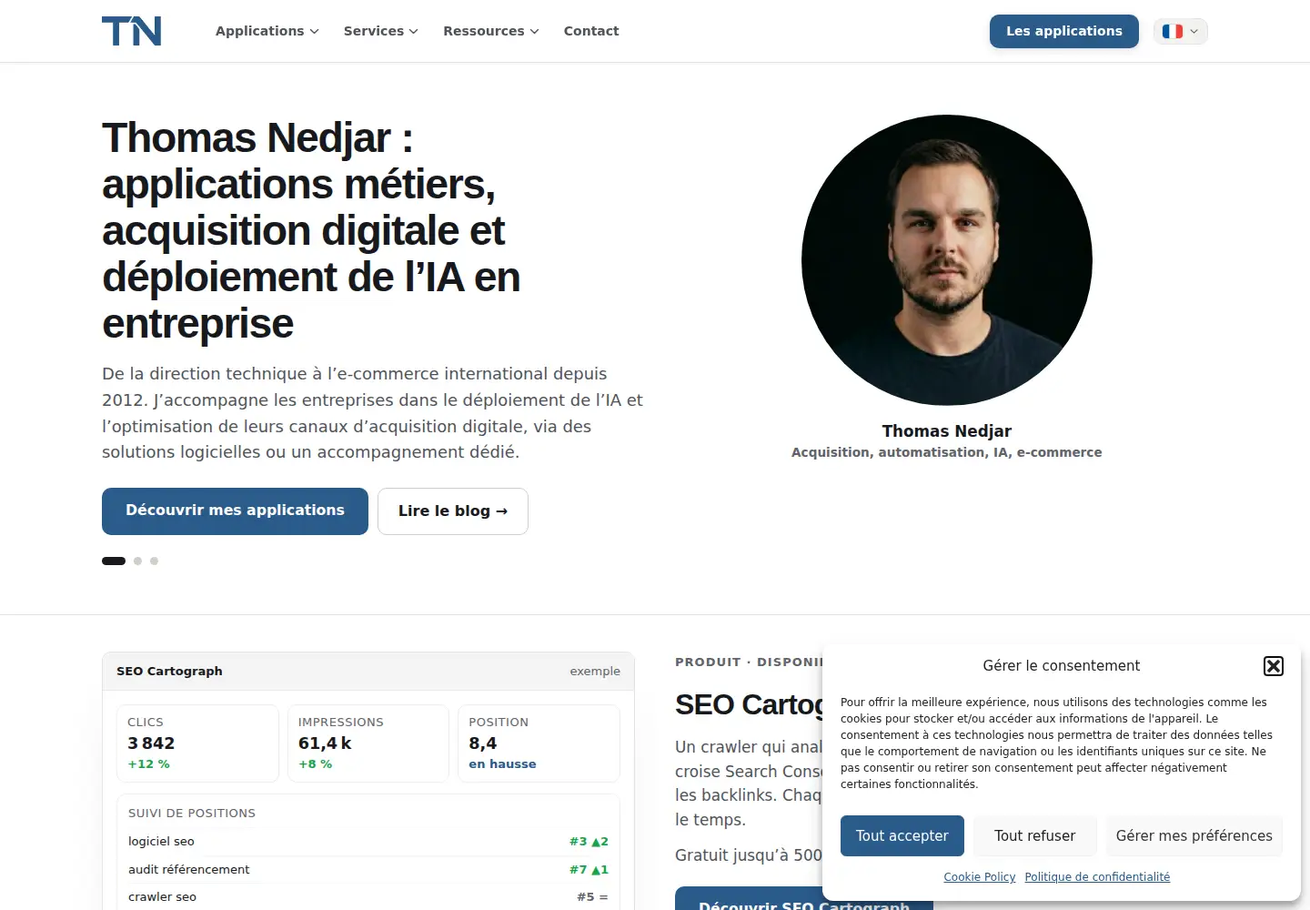 Screenshot of tnedjar.com
