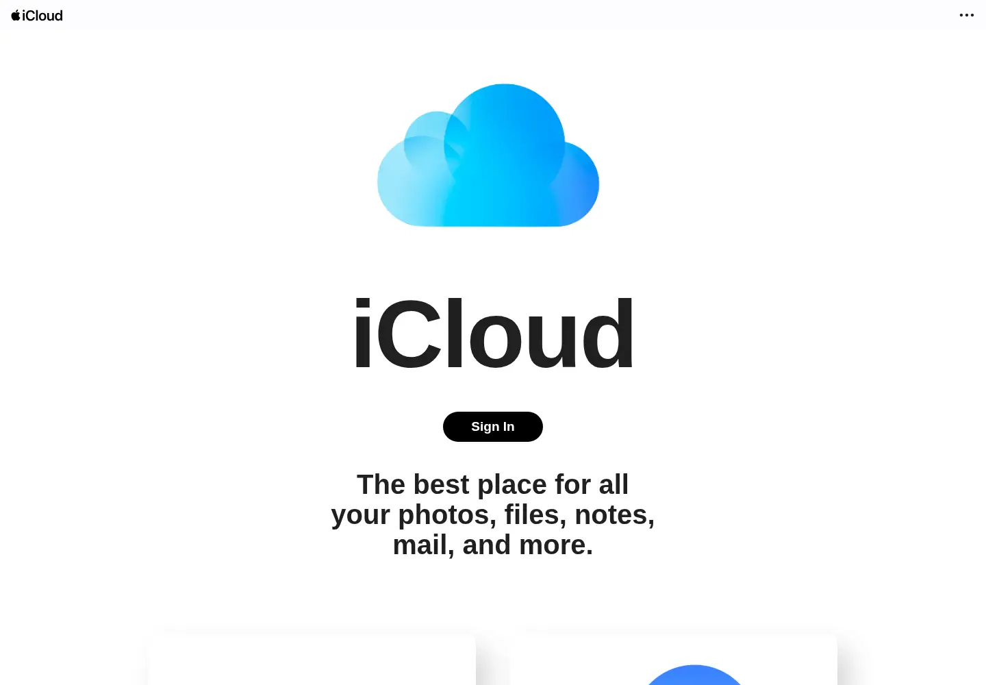 Screenshot of icloud.com