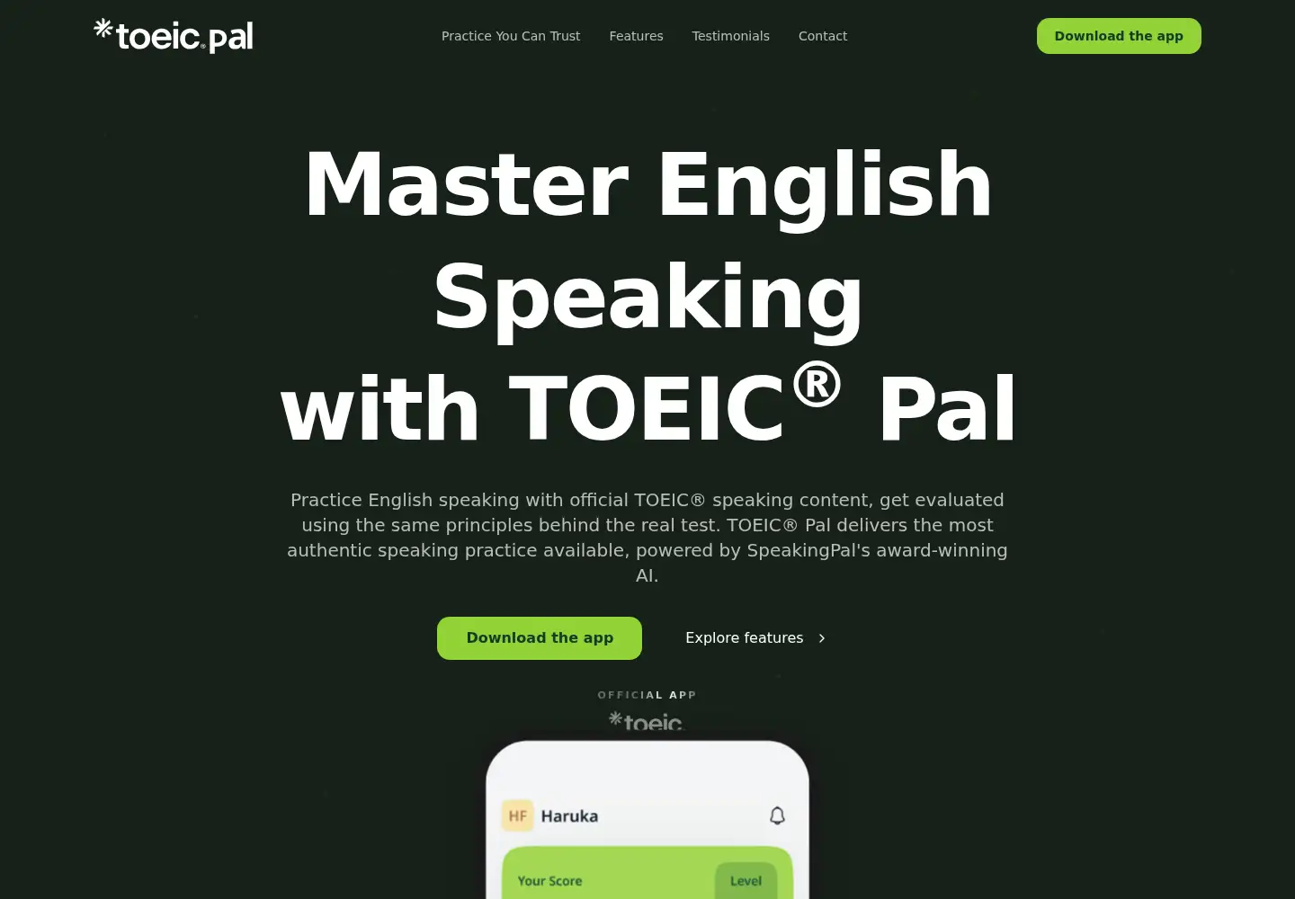 Captured homepage of toeicpal.com in the current scan