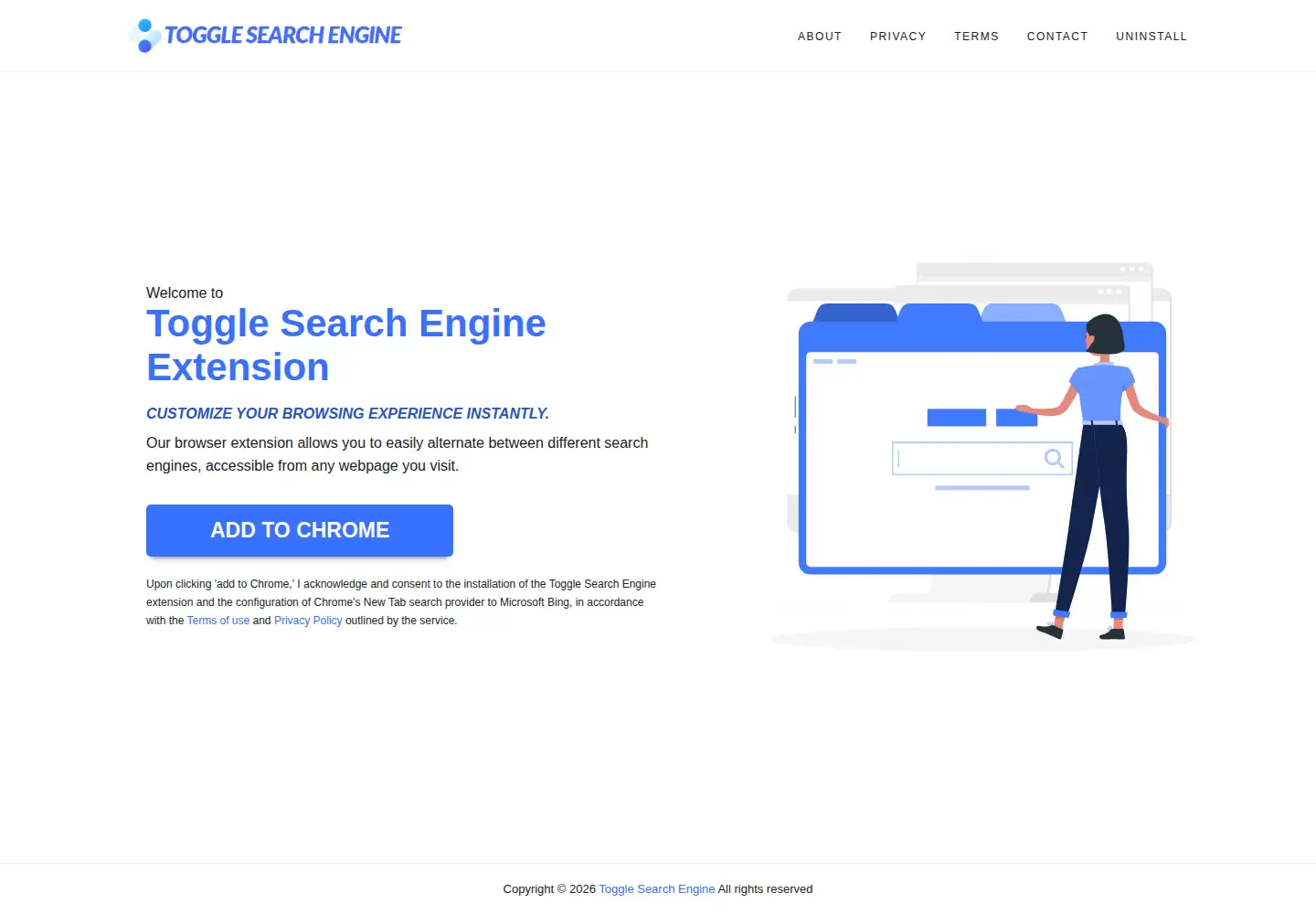 Screenshot of togglesearchengine.com