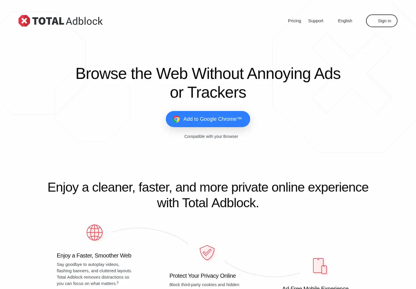 Captured homepage of totaladblocker.com in the current scan