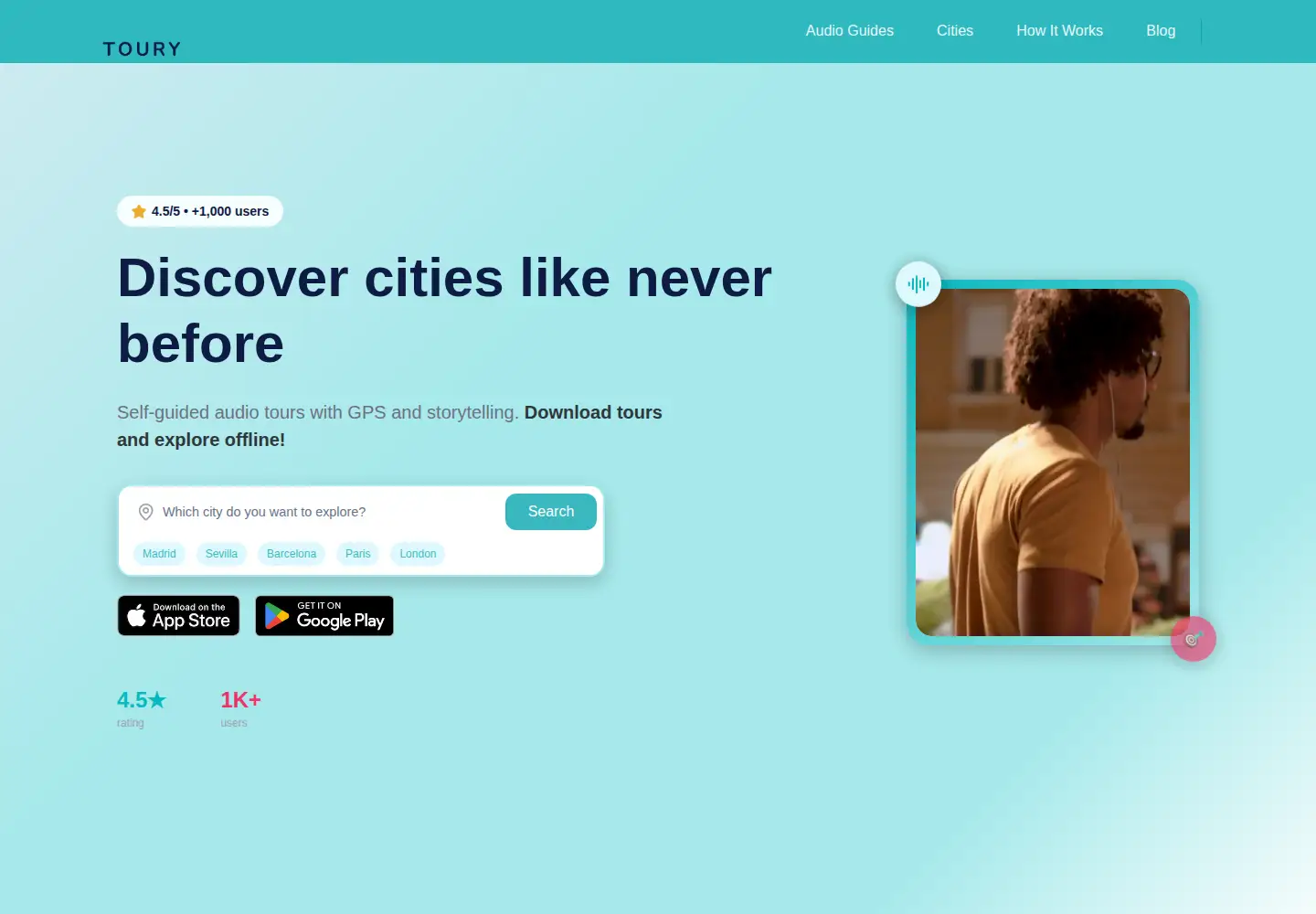 Screenshot of touryapp.com