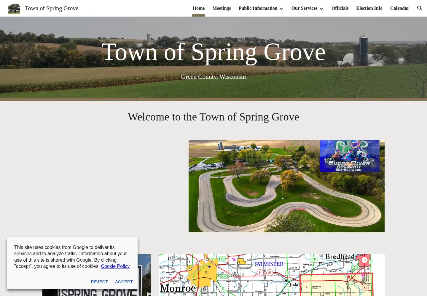 Captured homepage of townofspringgrove.com in the current scan
