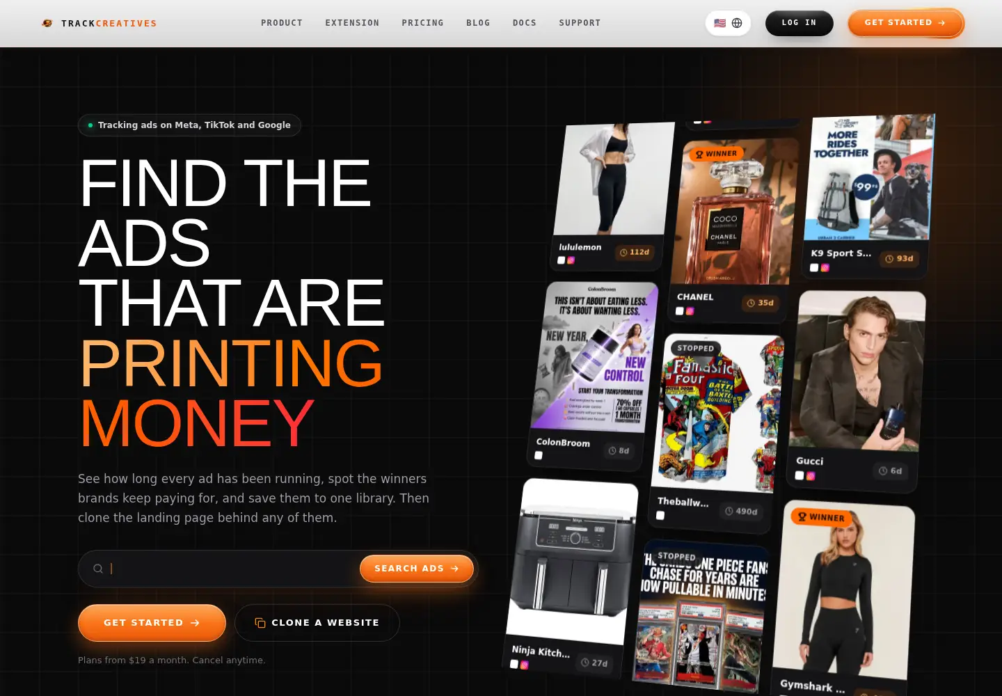 Screenshot of trackcreatives.com