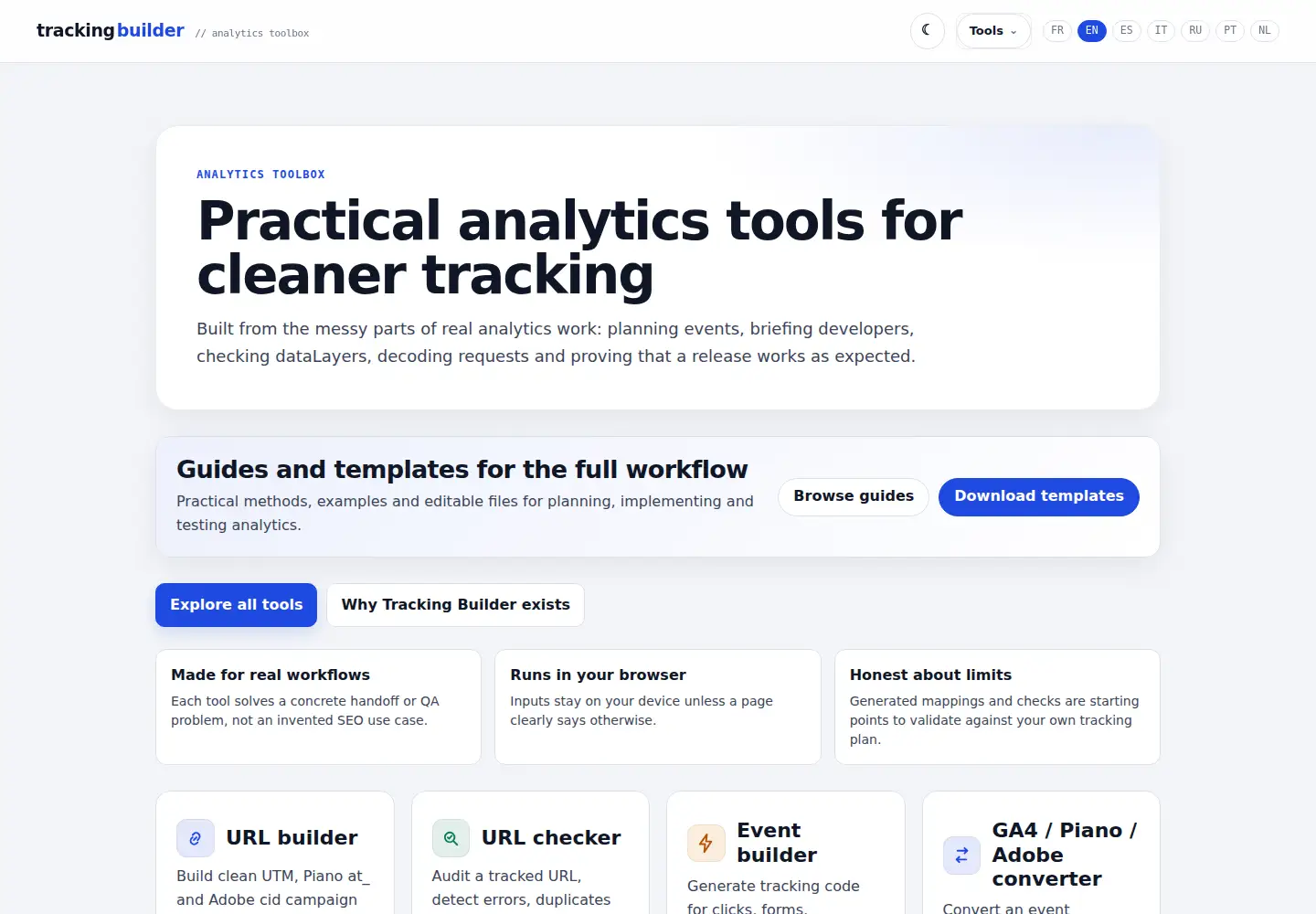 Screenshot of tracking-builder.com