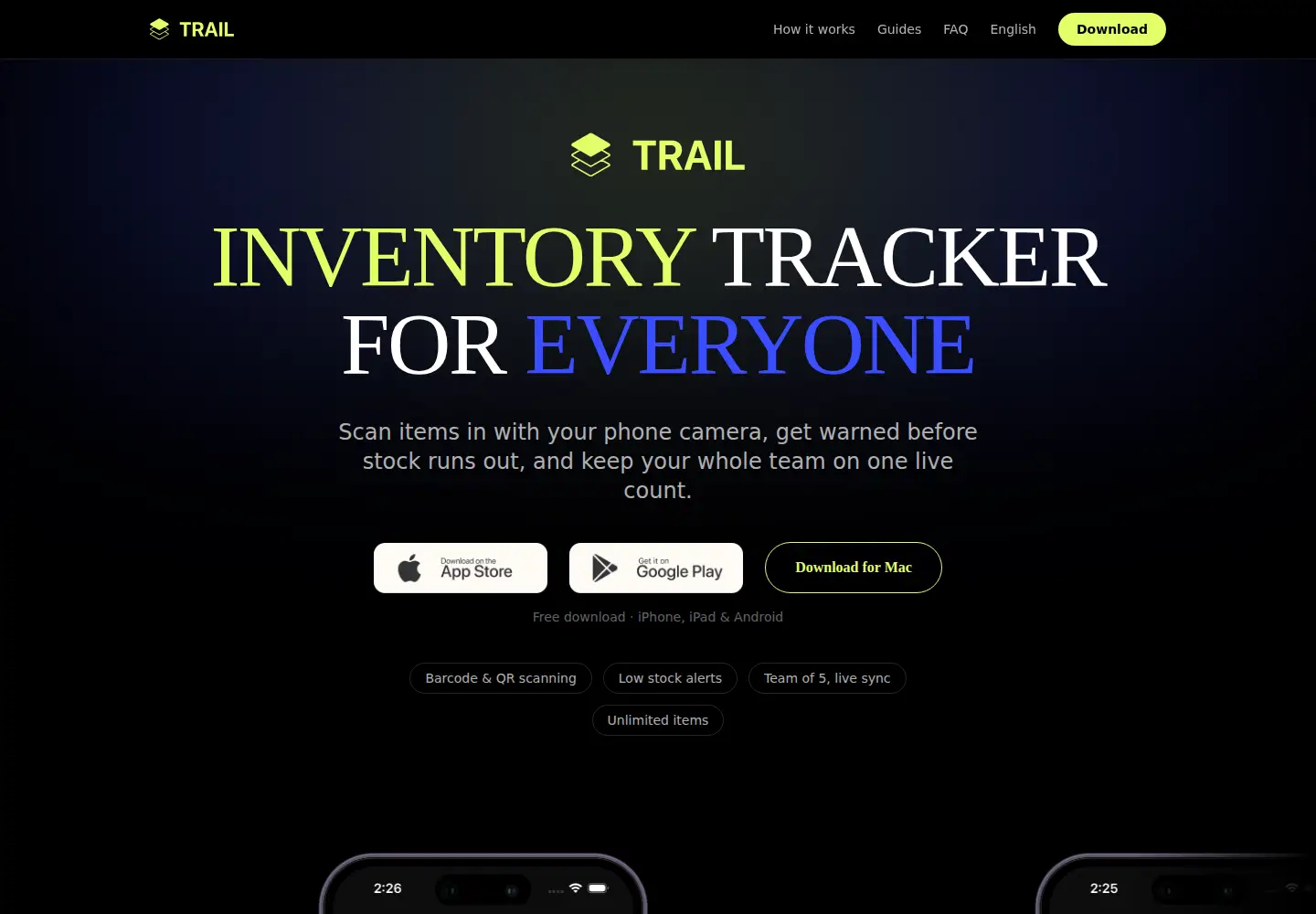 Screenshot of trailinventory.com