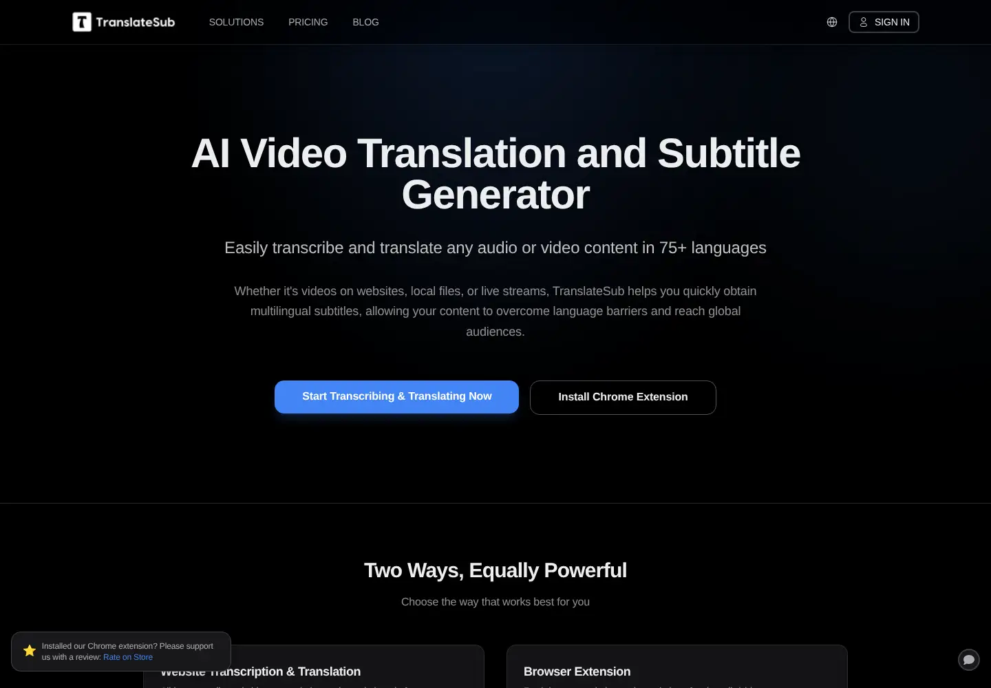 Screenshot of translatesub.com
