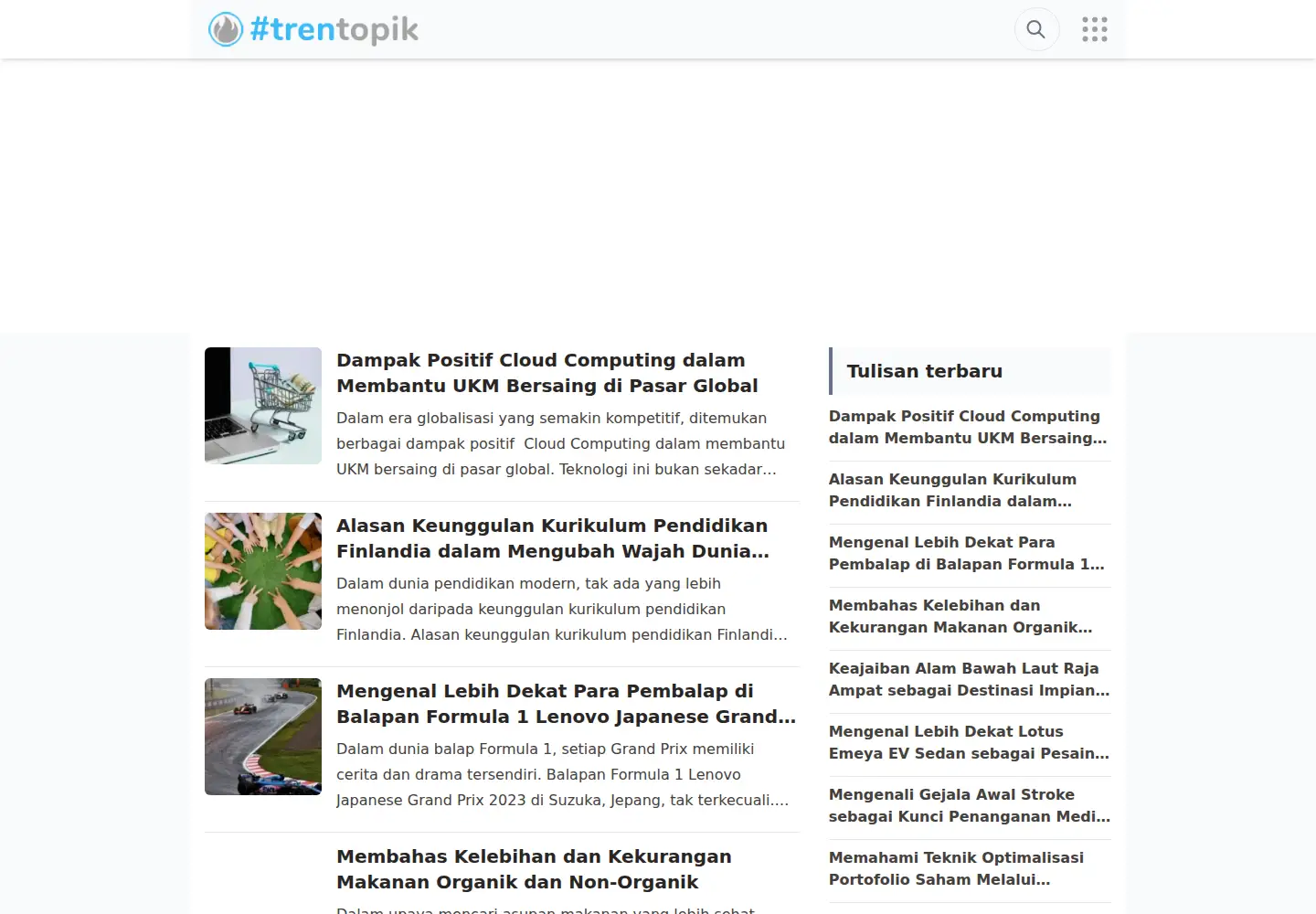 Captured homepage of trentopik.com in the current scan