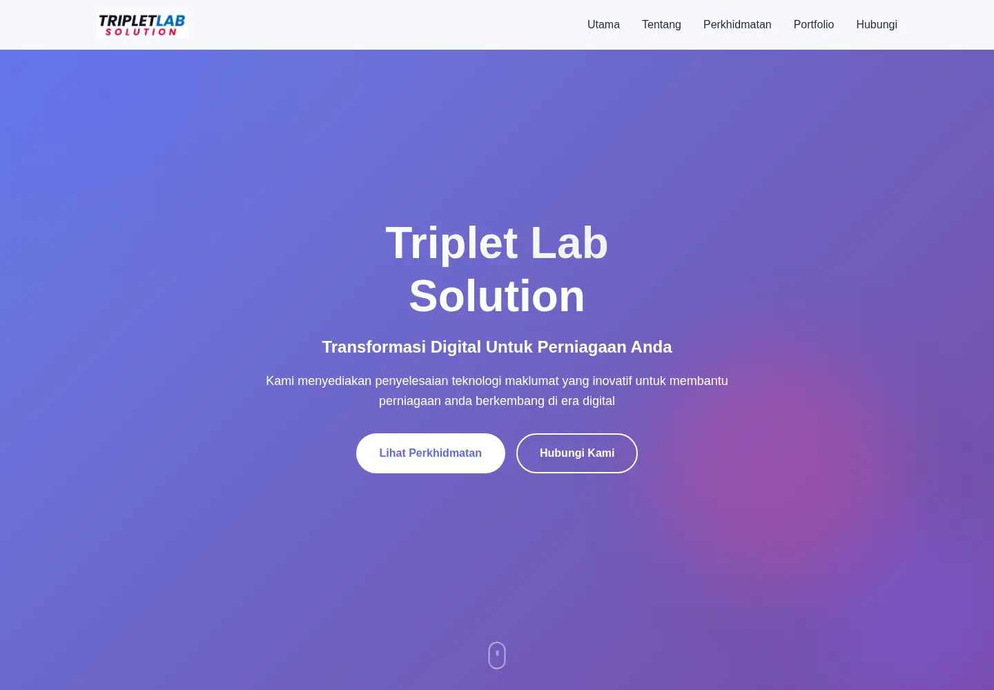 Captured homepage of tripletlab.com in the current scan