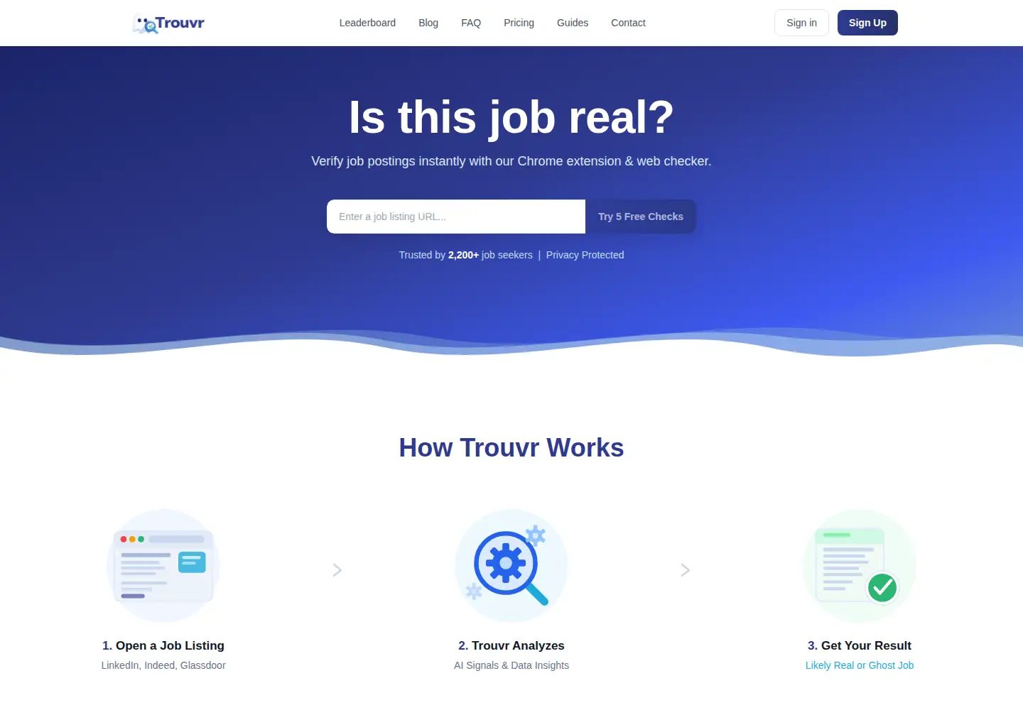 Captured homepage of trouvr.com in the current scan
