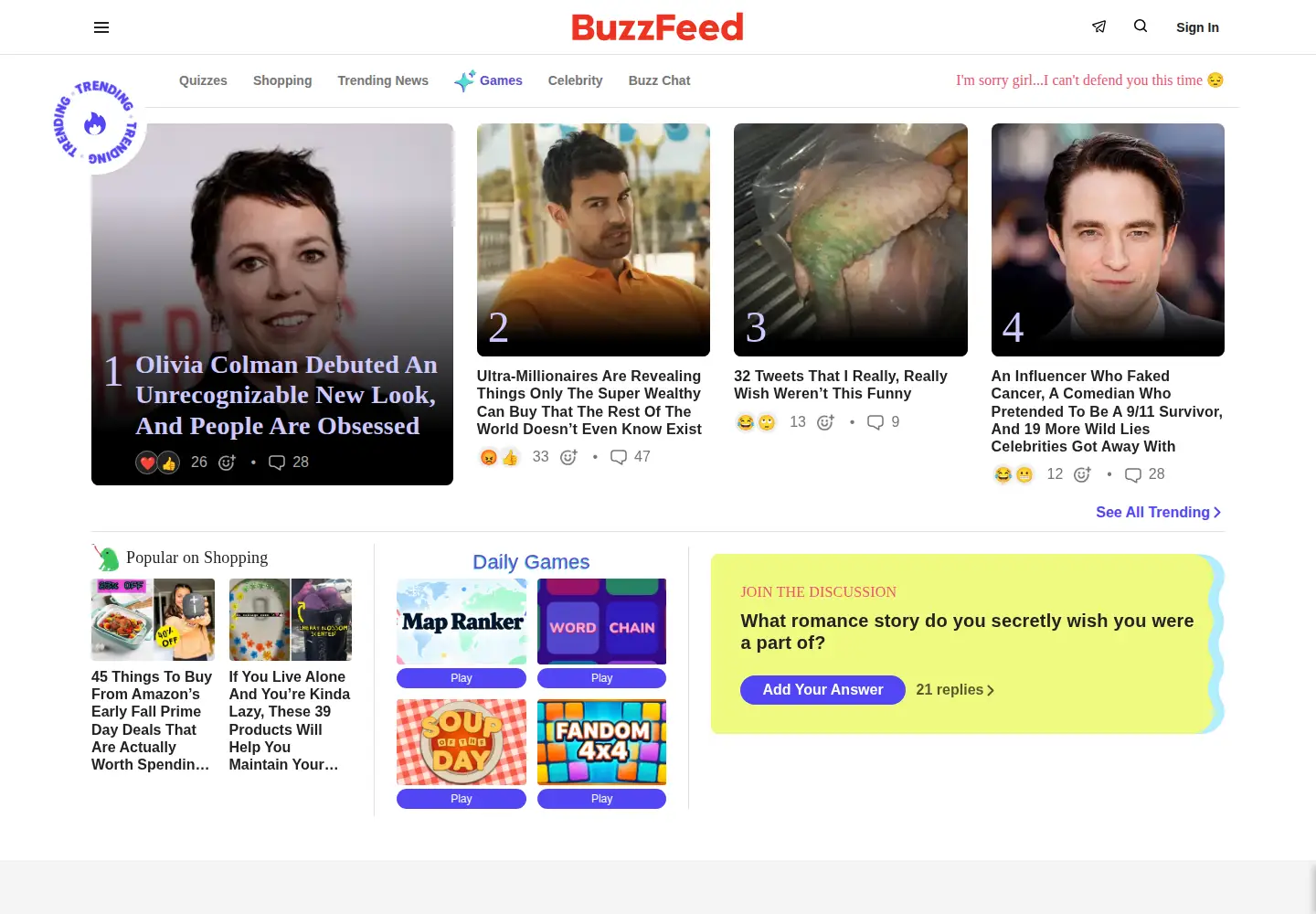 Screenshot of buzzfeed.com