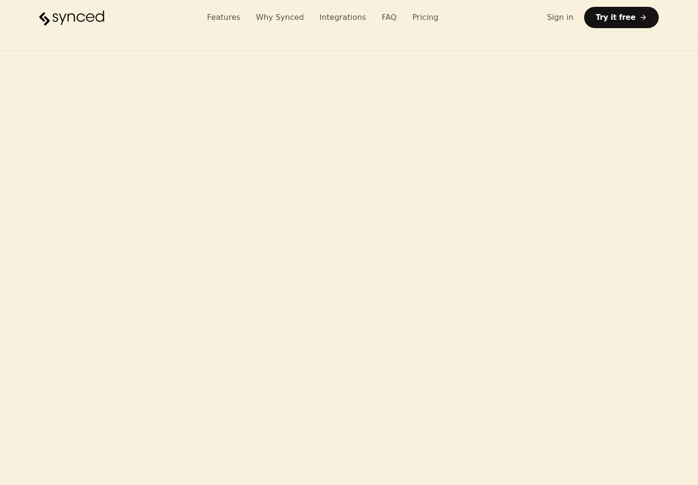 Captured homepage of trysynced.com in the current scan