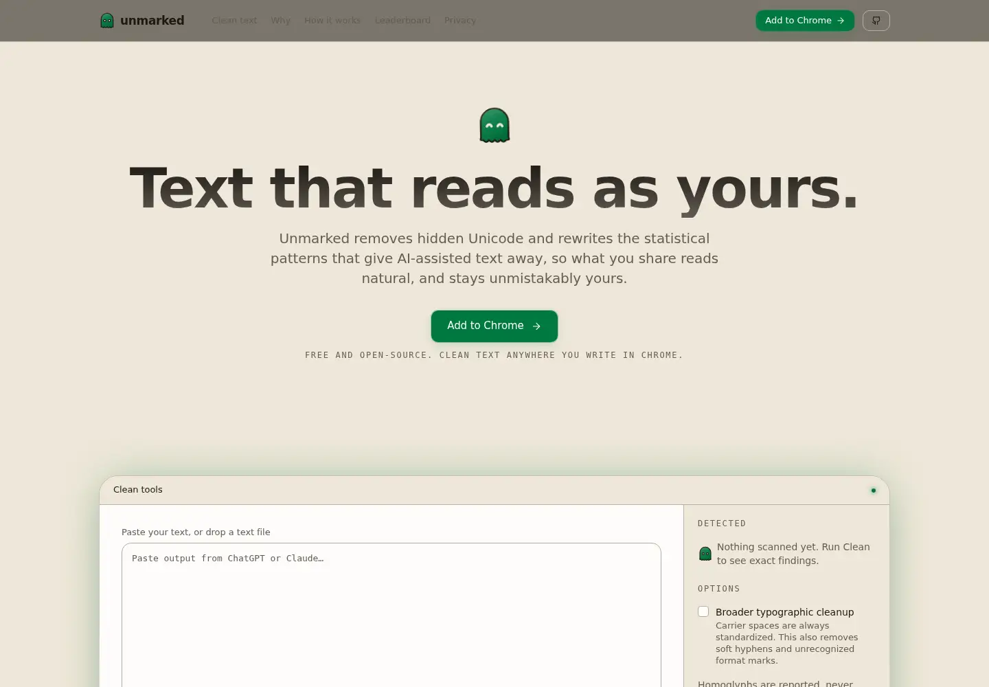 Screenshot of tryunmarked.com