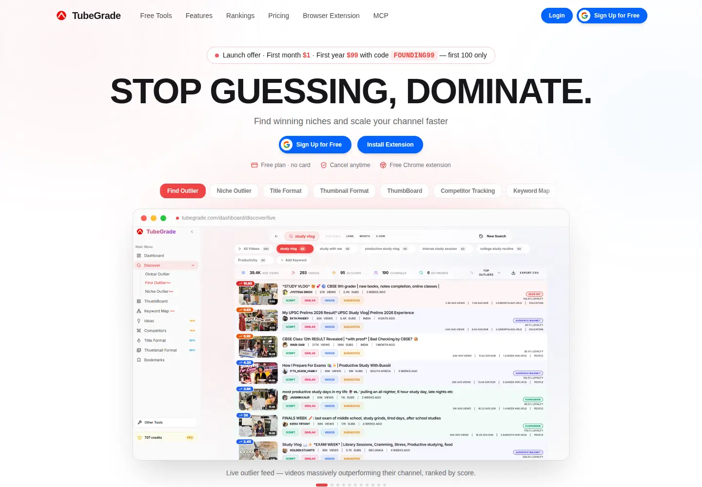 Captured homepage of tubegrade.com in the current scan