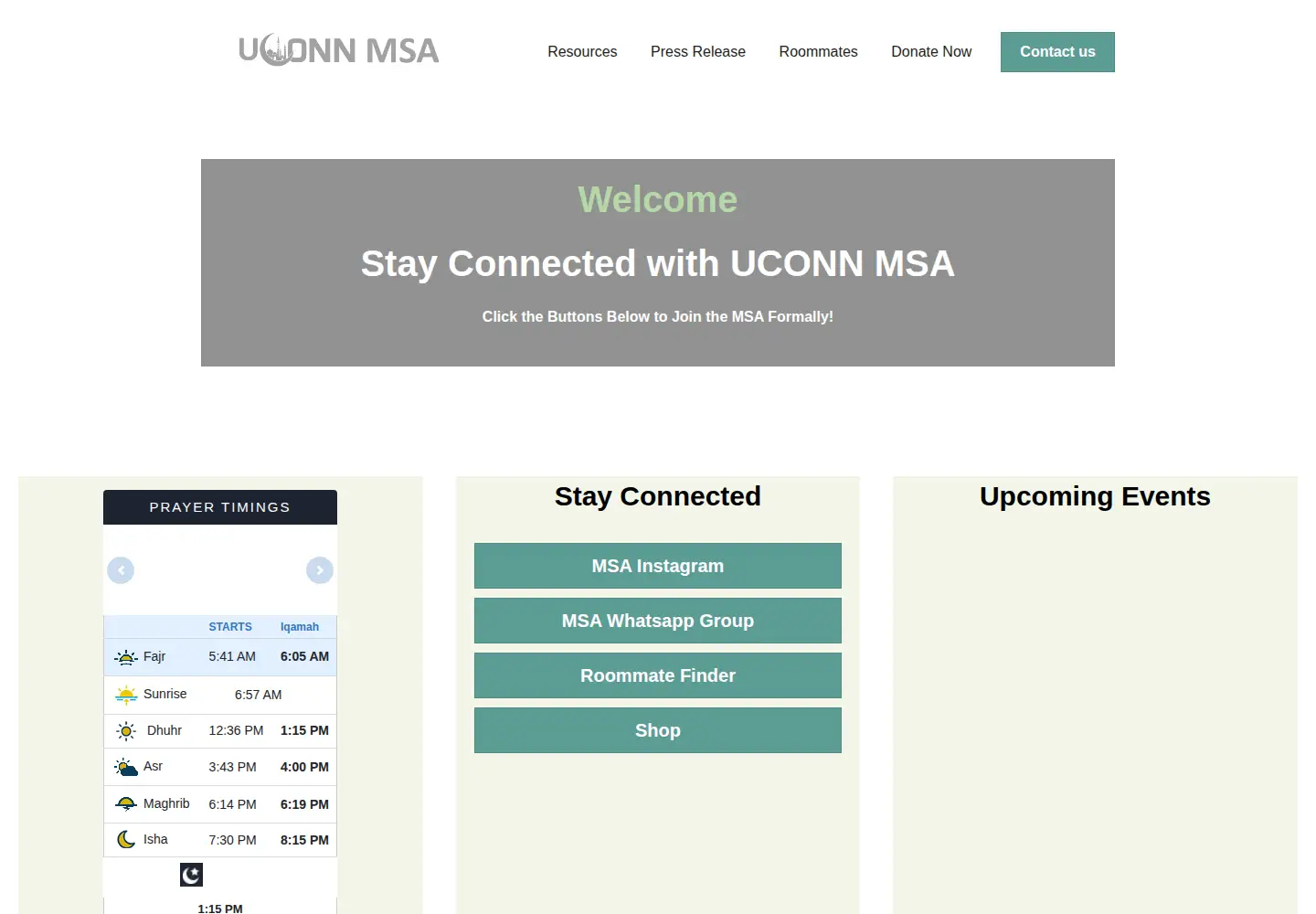 Captured homepage of uconnmsa.com in the current scan