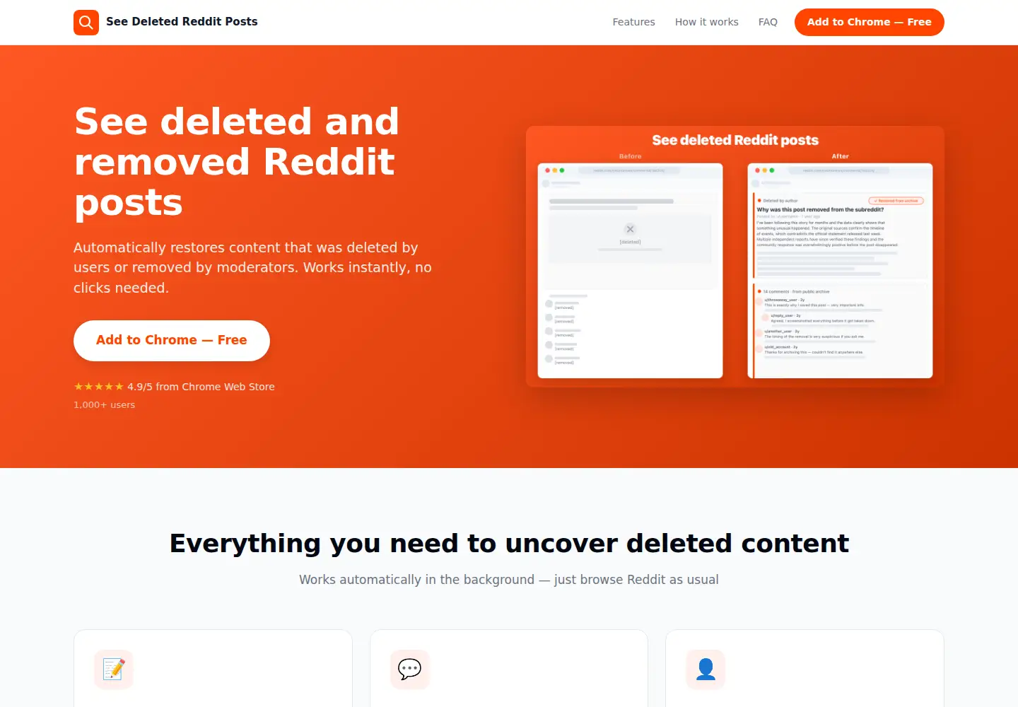 Screenshot of unhide-reddit.com