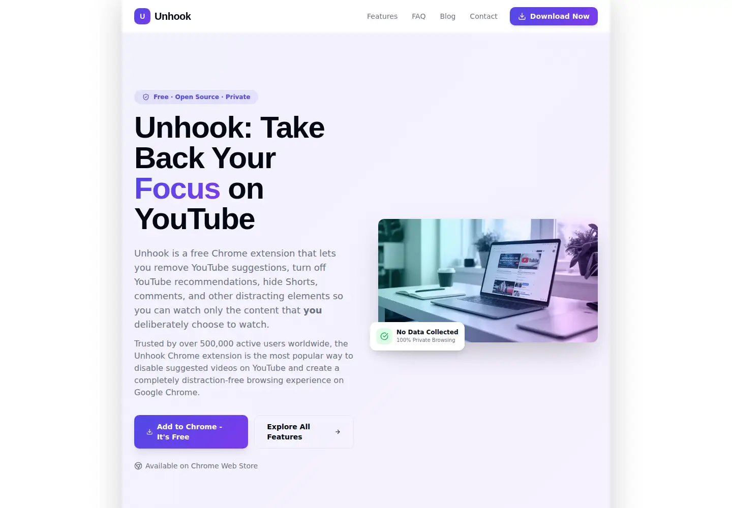 Captured homepage of unhookextension.com in the current scan