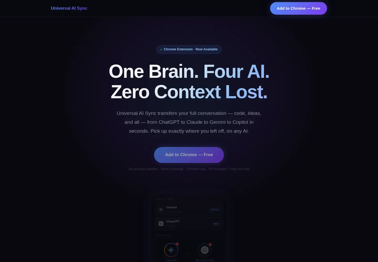 Screenshot of universalaisync.com