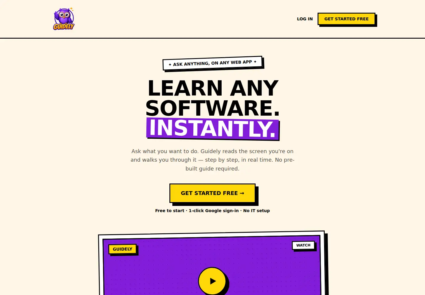 Captured homepage of useguidely.com in the current scan
