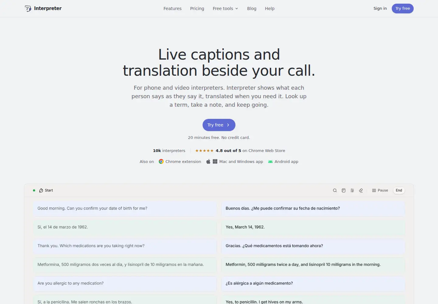 Screenshot of useinterpreter.com
