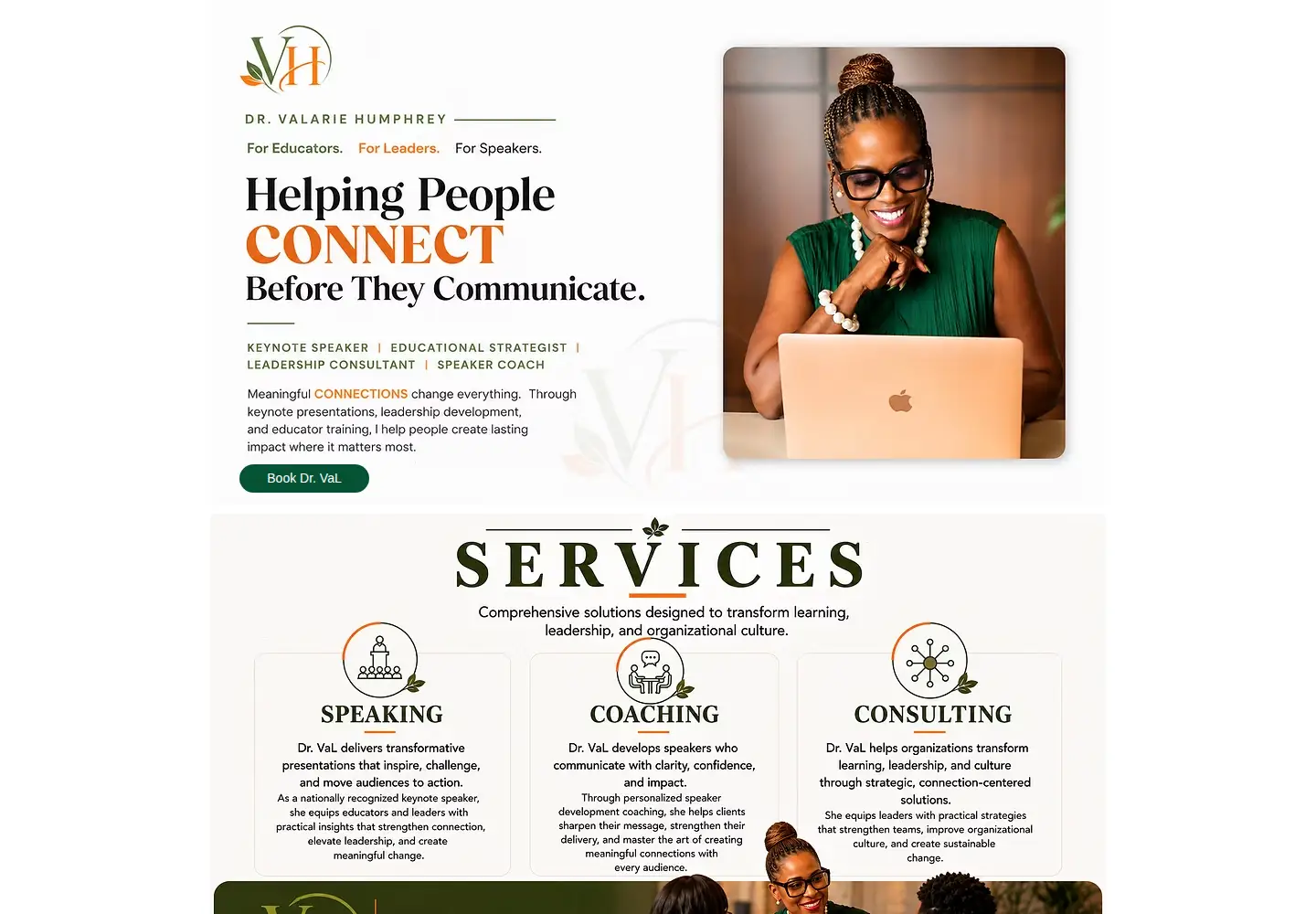 Captured homepage of valariehumphrey.com in the current scan