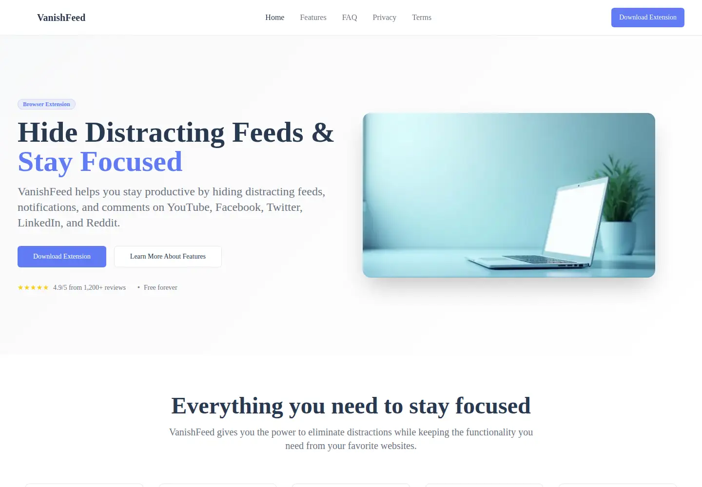 Screenshot of vanishfeed.com