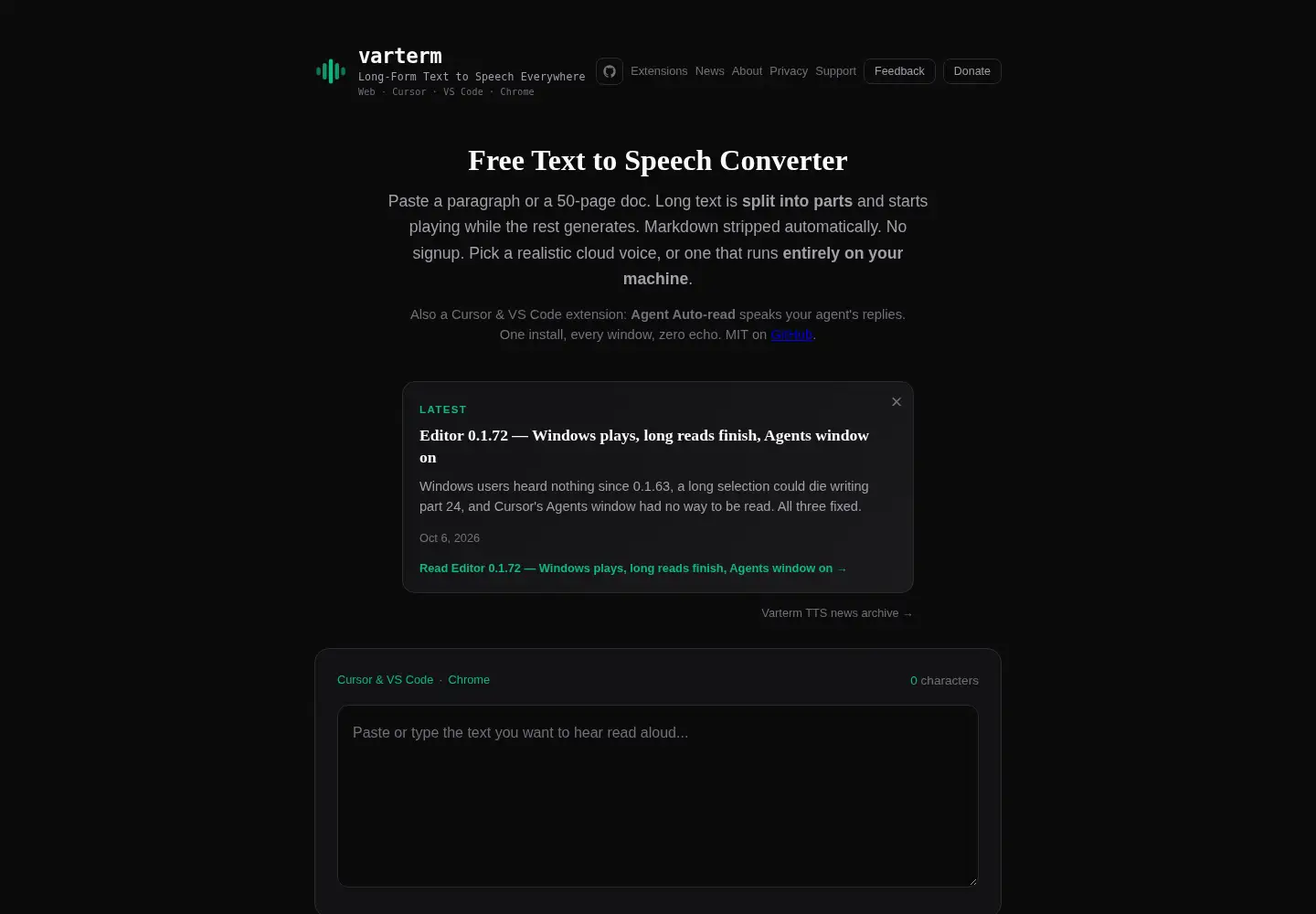 Screenshot of varterm.com