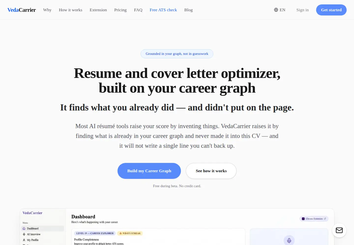 Screenshot of vedacarrier.com