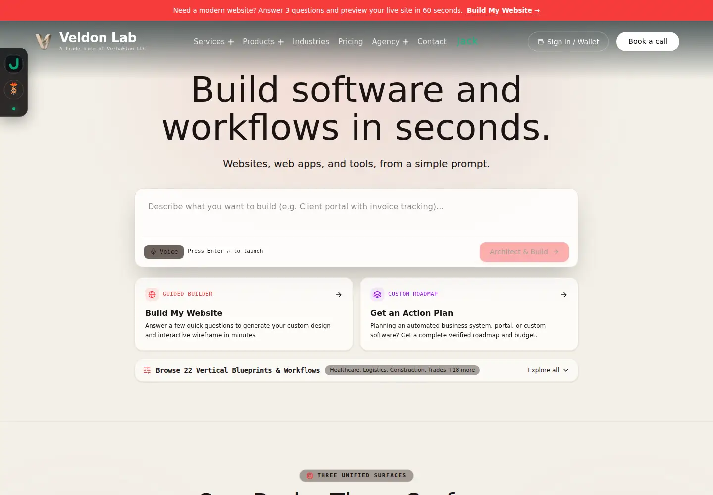 Captured homepage of veldonlab.com in the current scan