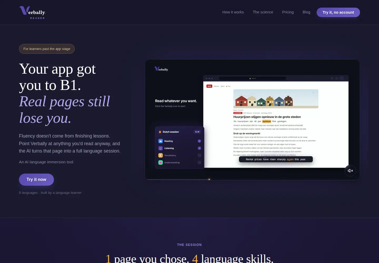 Screenshot of verballyreader.com