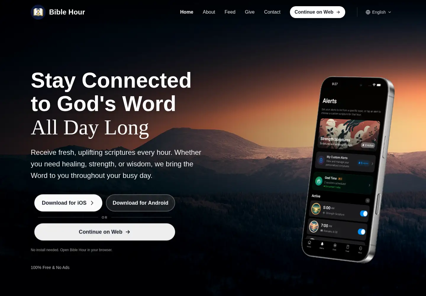 Captured homepage of verseeveryhour.com in the current scan