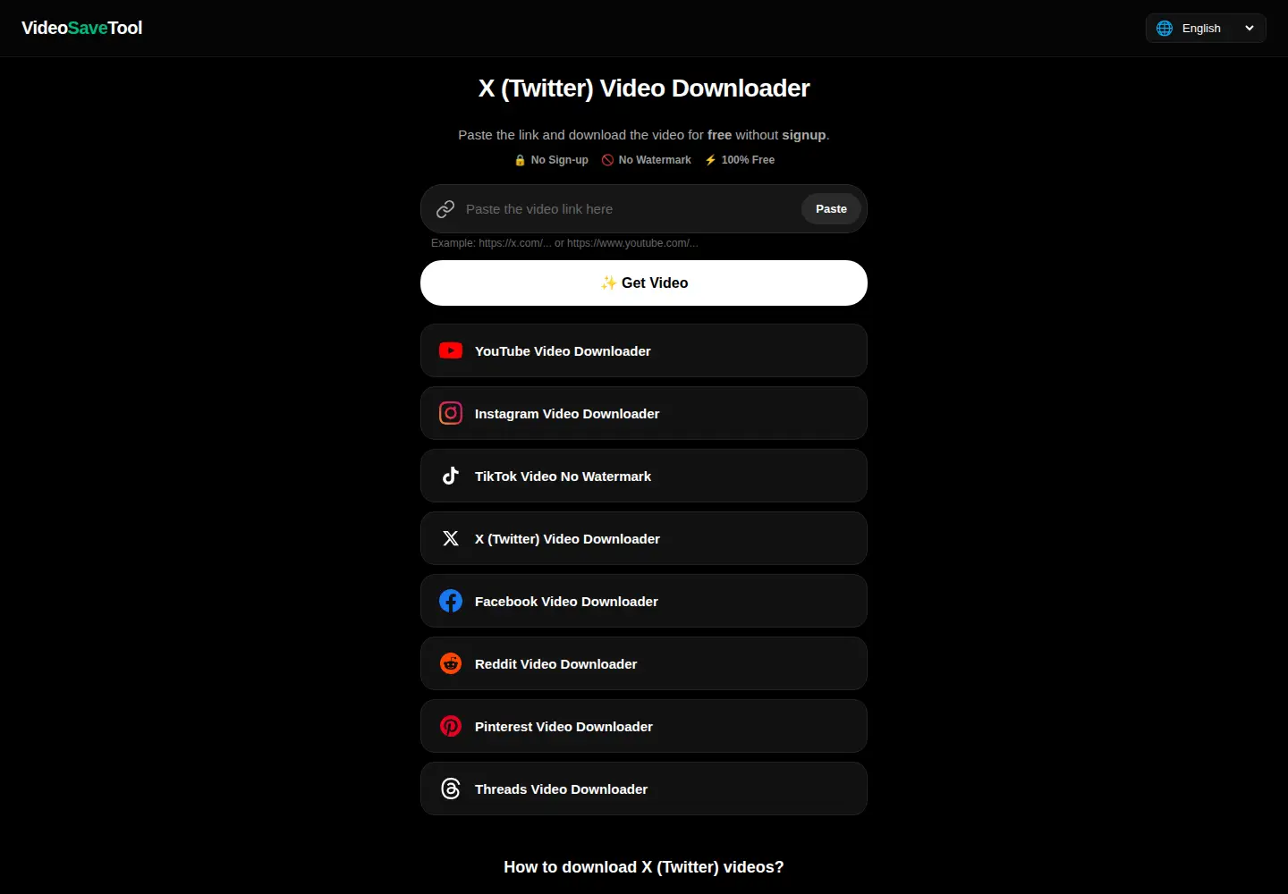 Captured homepage of videosavetool.com in the current scan