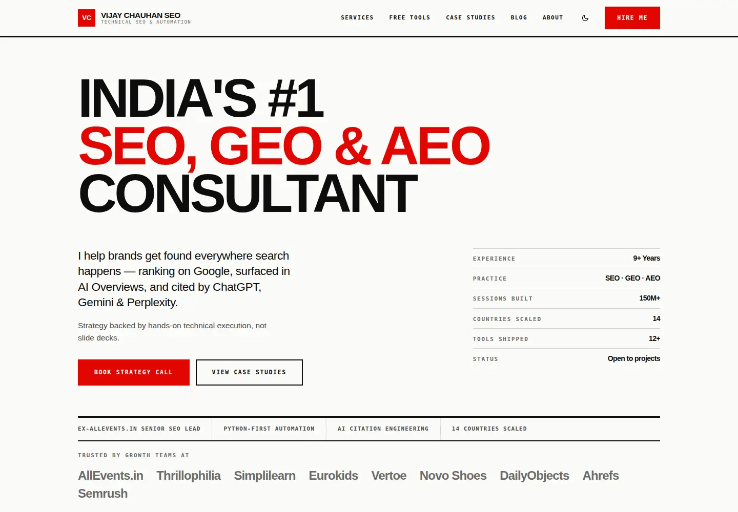 Captured homepage of vijaychauhanseo.com in the current scan