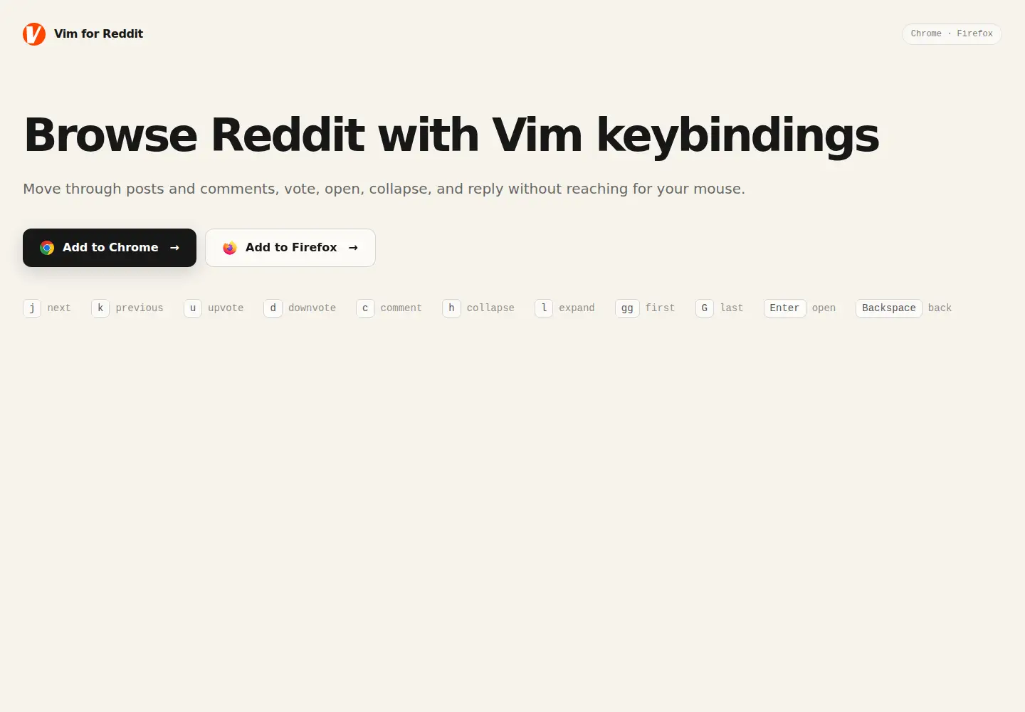 Screenshot of vimreddit.com